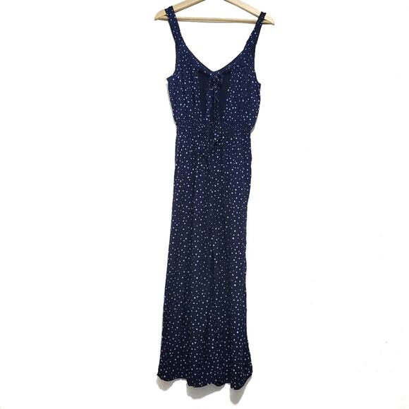 LOFT | Blue Polka-dot Ankle Crop Jumpsuit with Pockets - Picture 4 of 11